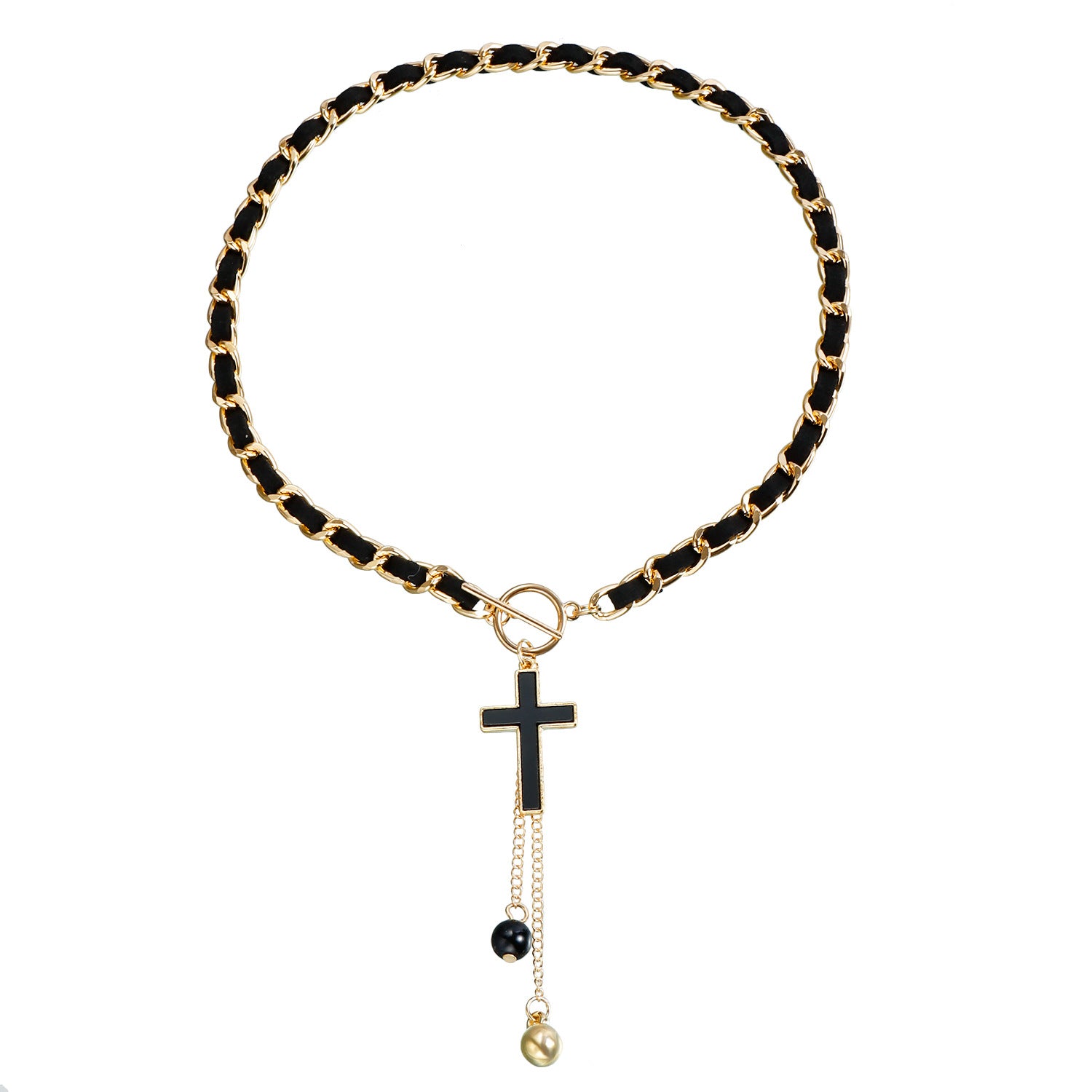 Wholesale Wrap Flannel Black Heart Mother of Pearl Necklace